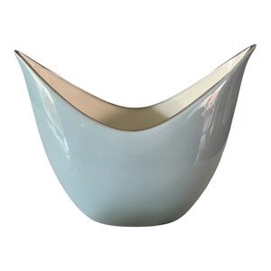 VTG MCM LENOX BLUE RARE PORCELAIN CHINA CRESCENT TULIP VASE PLATINUM TRIM USA